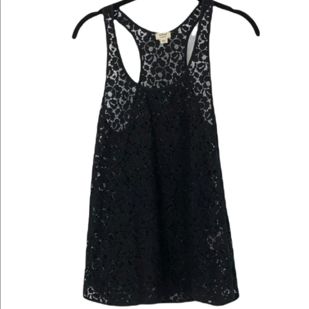 Wilfred xxs black floral lace sheer tank top